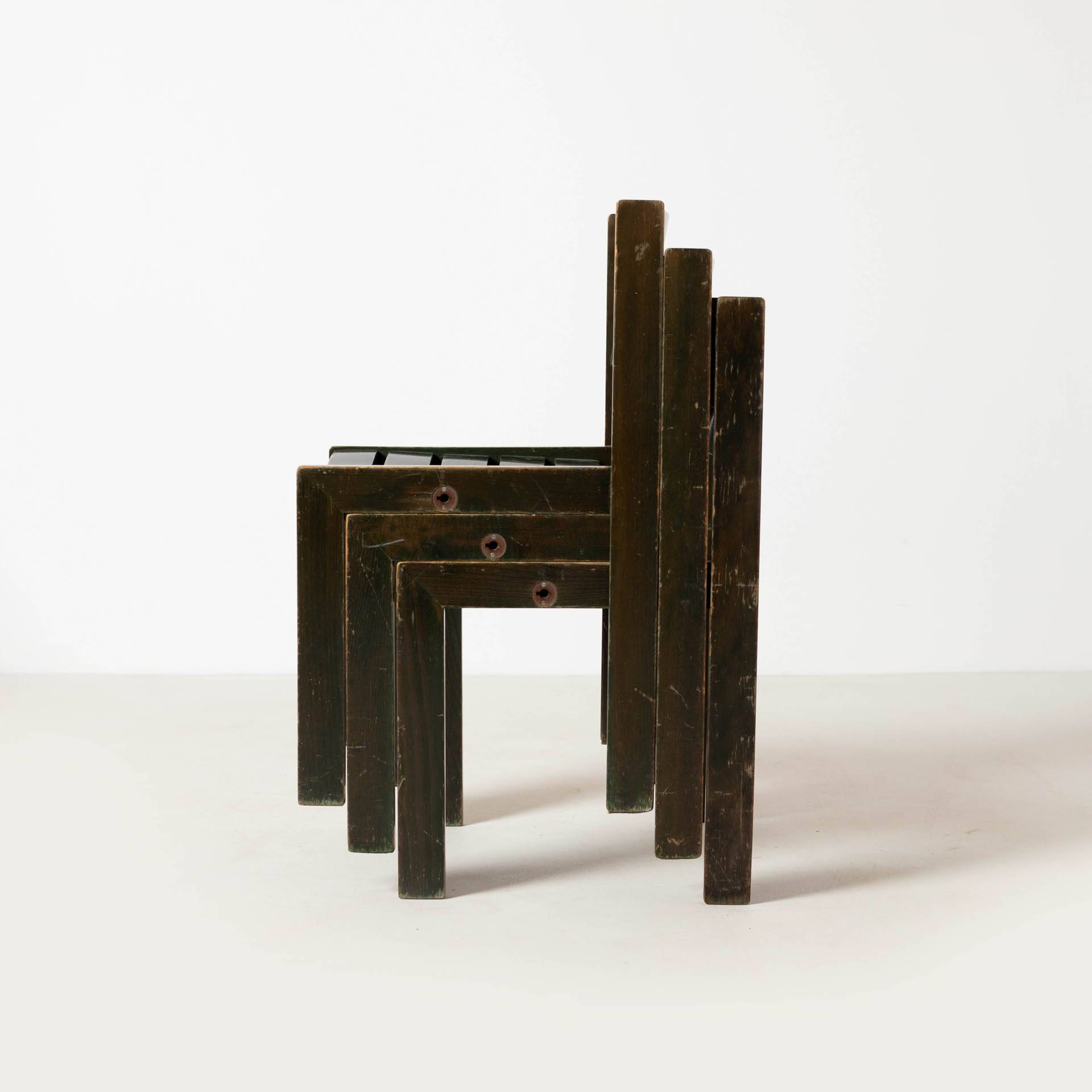 1 of 30 Wilkhahn stackable dining chair, green stained wood, Germany, 1970s