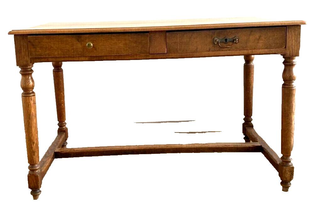 Louis XVI style flat desk in solid oak 19th century