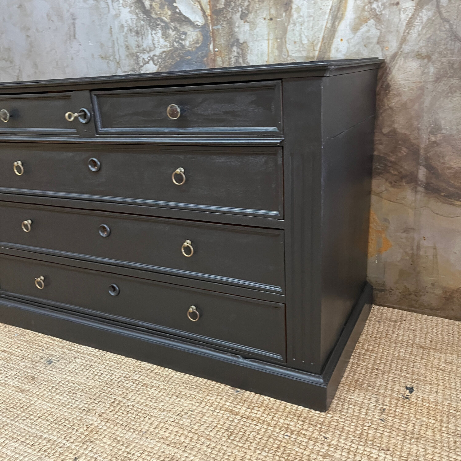 Black velvet empire chest of drawers