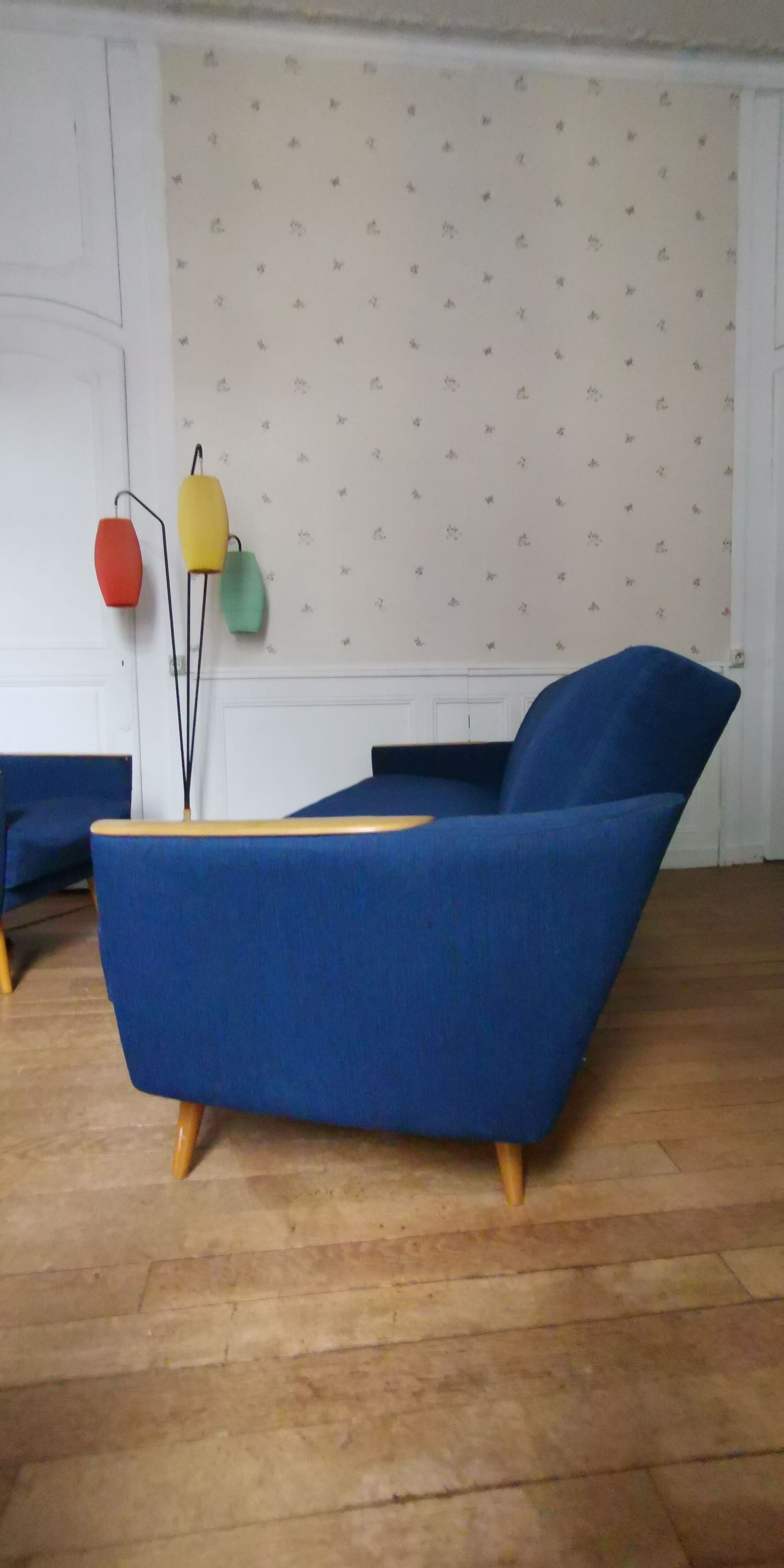 Duo 1 sofa daybed 1 club chair year 50 60 blue