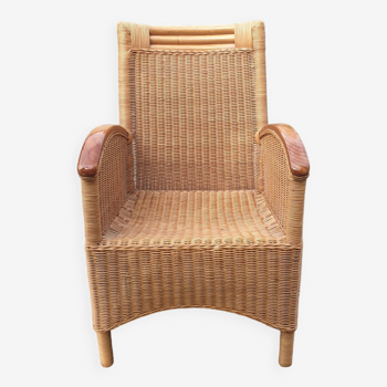 Rattan and bamboo armchair