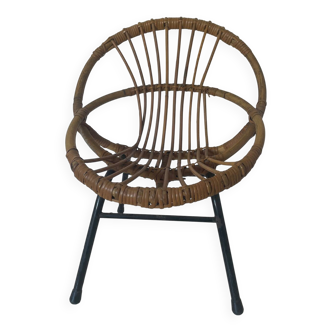 Fauteuil enfant en rotin vintage
