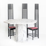 Table vintage octogonale en marbre blanc, France, années 70