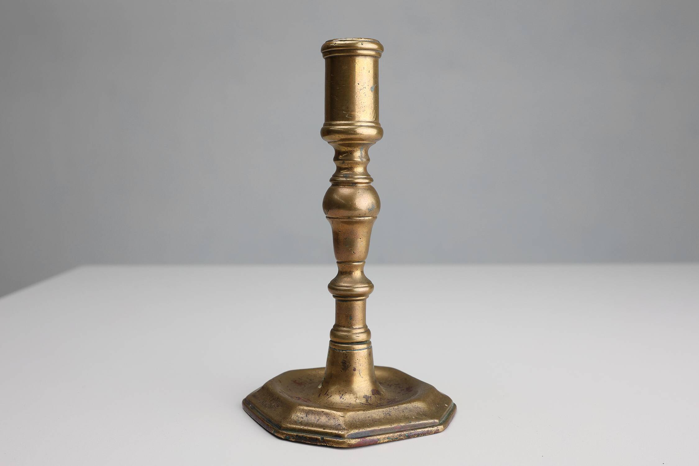 Antique French early 17th century haute epoque copper candlestick