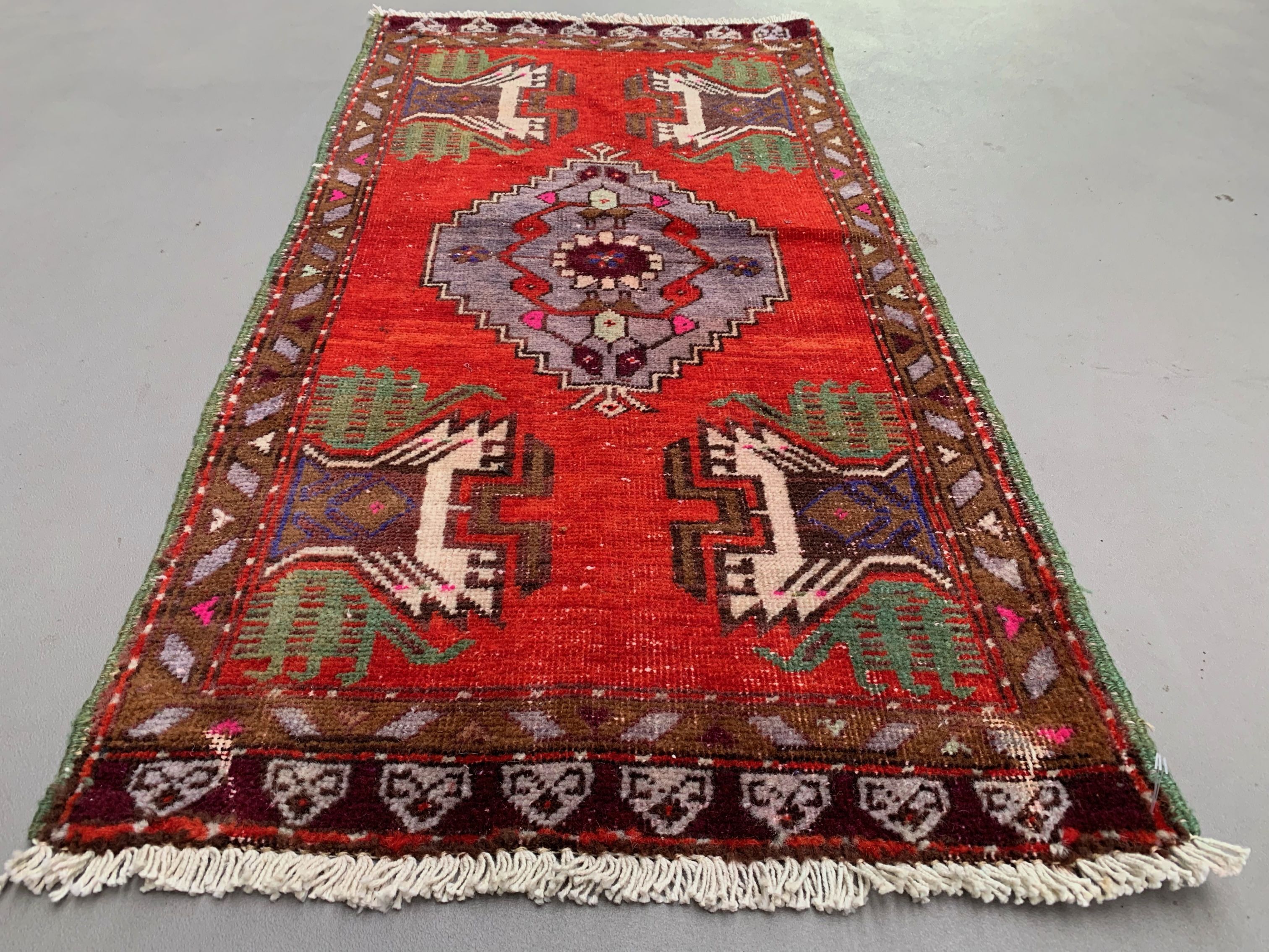 Small Vintage Turkish Rug 101x52 cm, Short Runner, Tribal, Shabby Chic