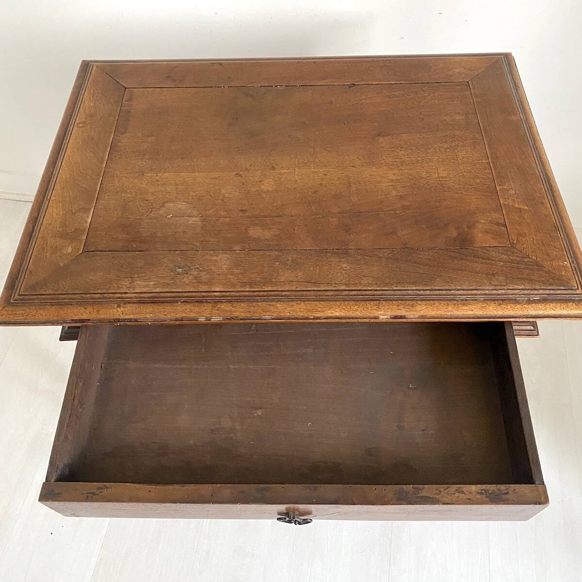Small desk table in Louis XIII style, solid walnut.