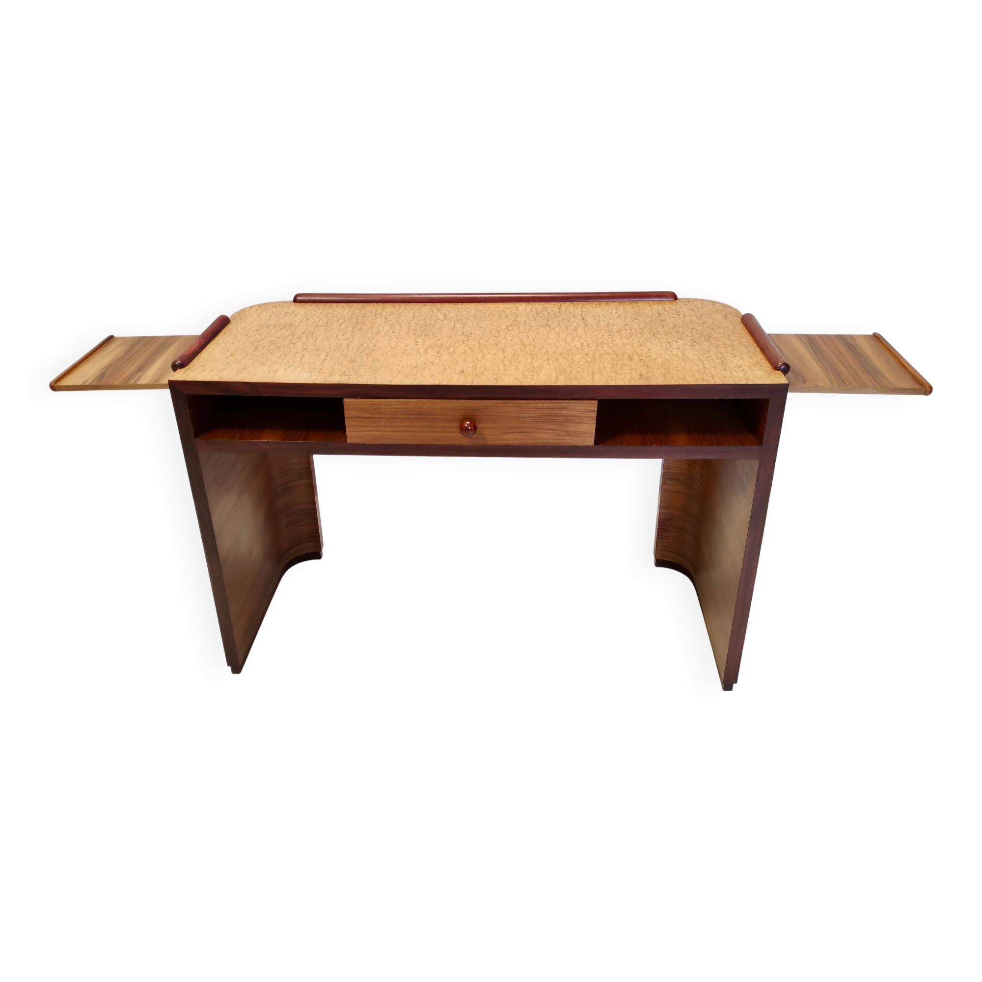 Art Deco desk in walnut, birch and beech, Brianza, Italy