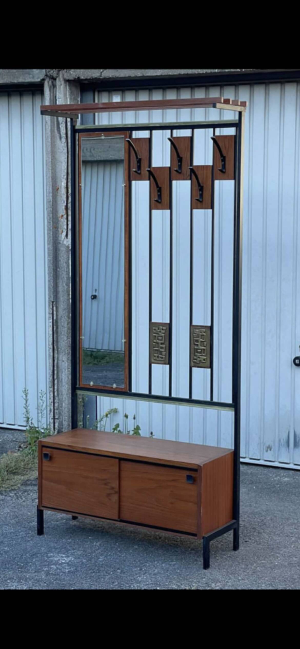Vintage teak coat rack, 60s
