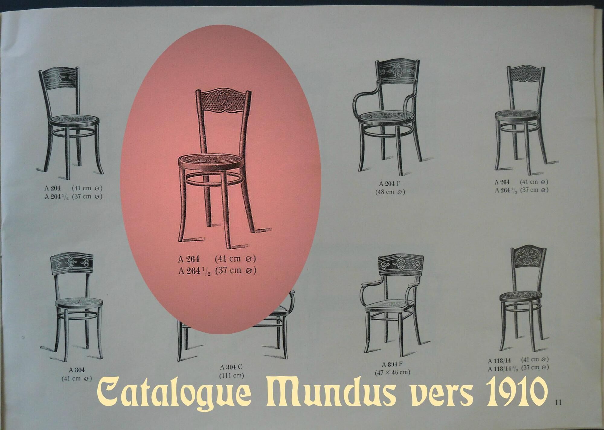 Mundus bistrot chair no.264 and a half, wooden seat 1910