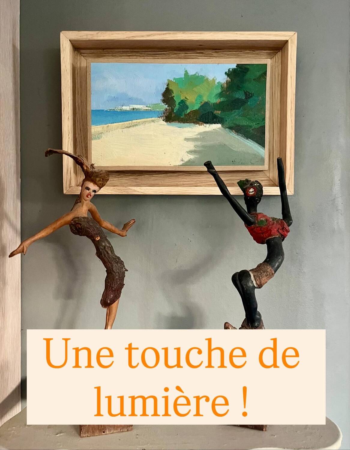 Oil by Walter Cecchi framed in oak American box