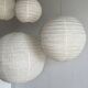 Average suspension in rattan and natural linen, Japanese-style, round D:40.