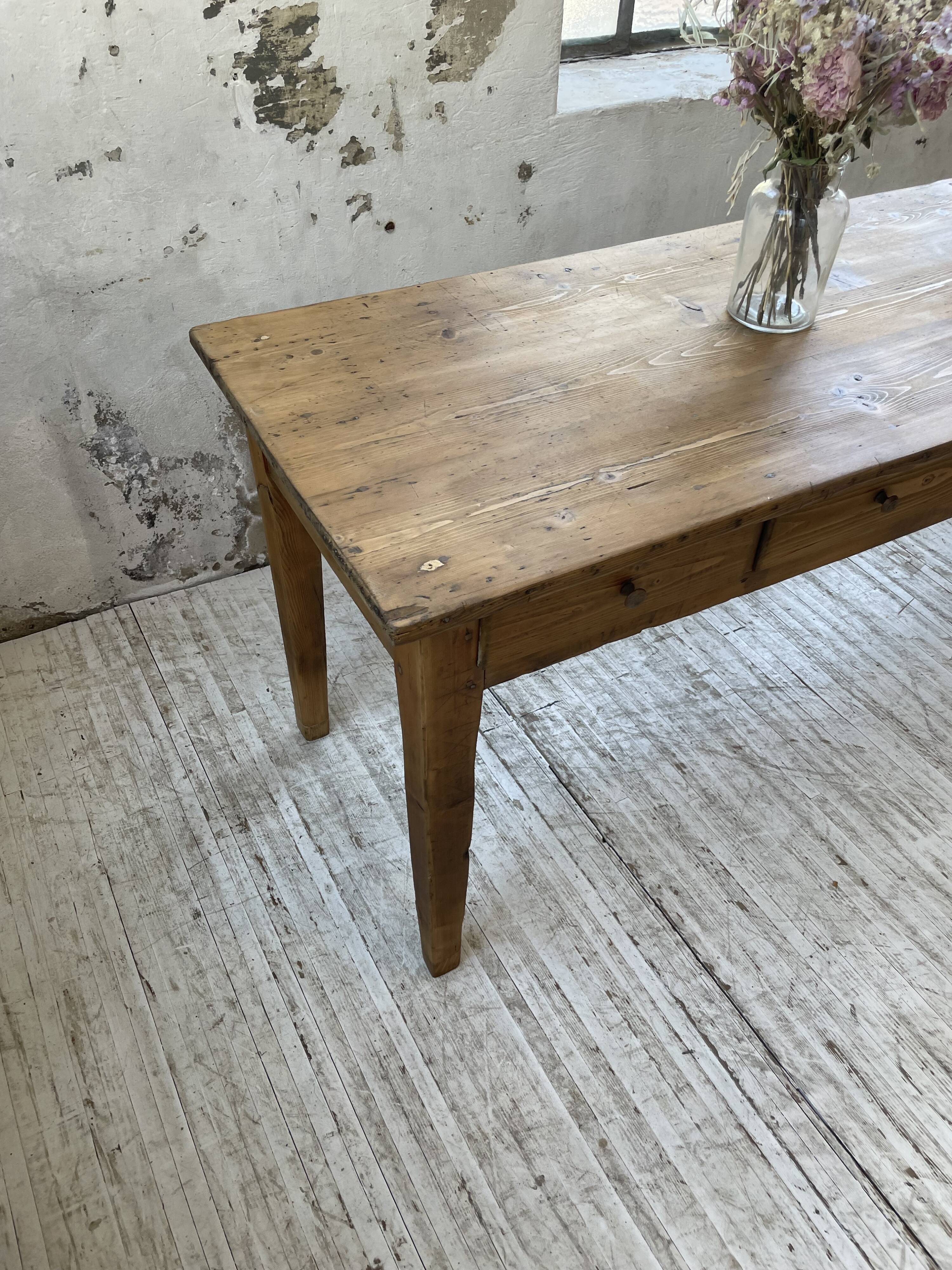 Farmhouse table pine multi-drawers