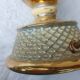 Florentine Italy ceramics - 3 arms of golden metal light - glass tulip