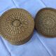 Panier rond avec couvercle en paille tressée