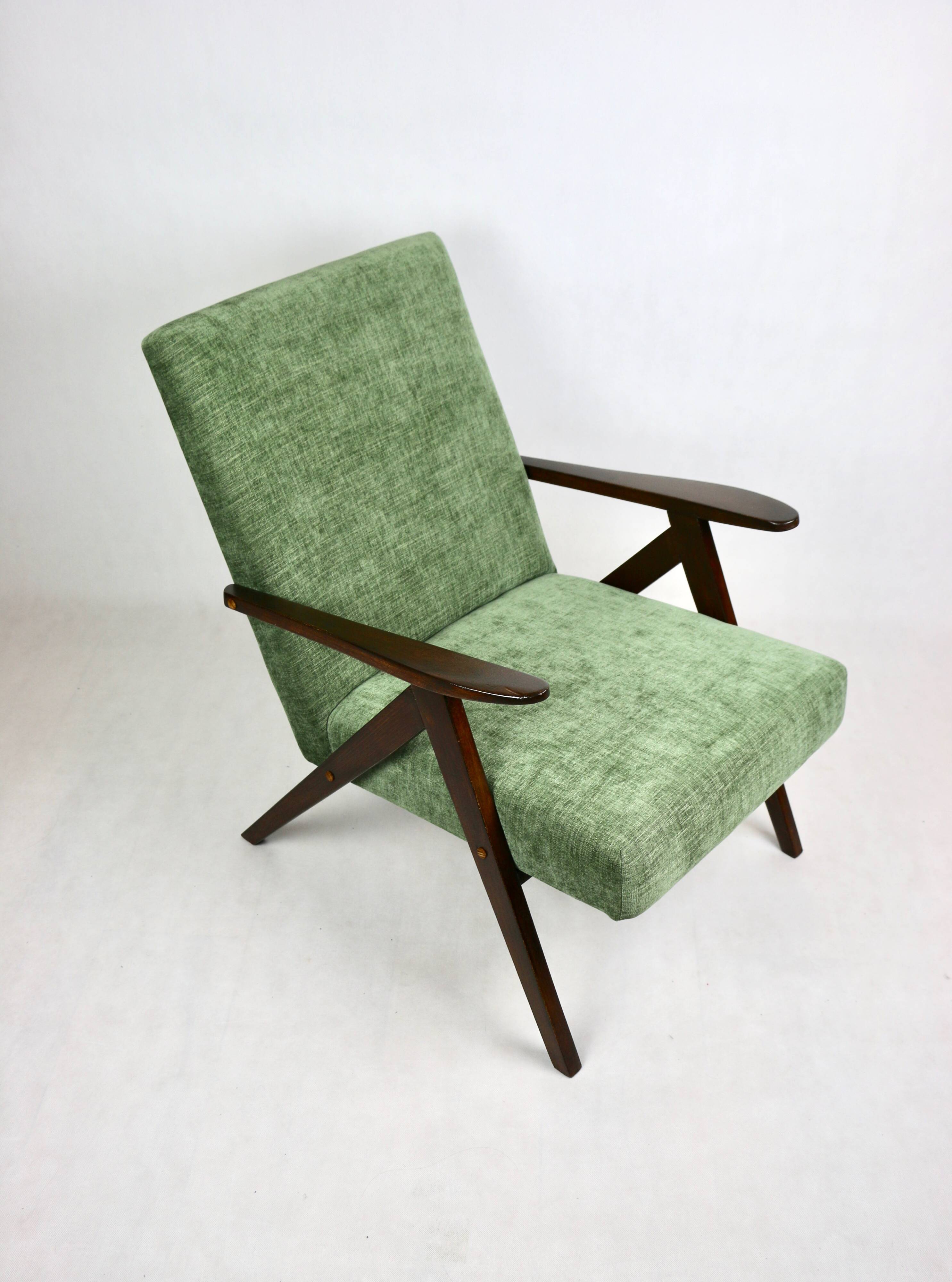 Fauteuil vintage vert olive modèle B-310, années 1970