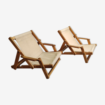 Pair of armchairs sun loungers Kon-Tiki Ikea 1970 Gillis Lundgren