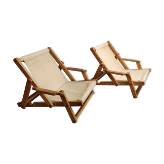 Pair of armchairs sun loungers Kon-Tiki Ikea 1970 Gillis Lundgren