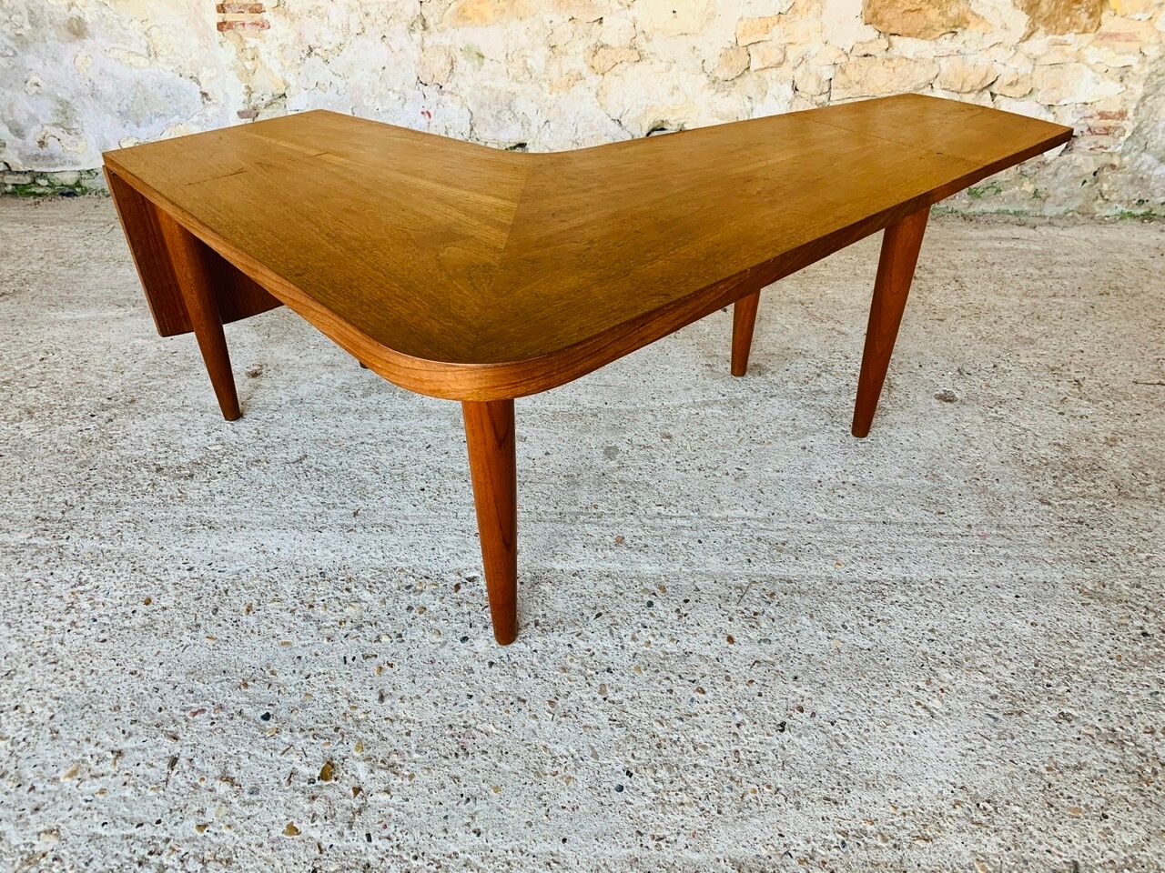 Vintage Scandinavian boomerang coffee table with folding extensions by Samcom, 1960