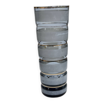 Smoked glass vase with gold stripe decoration, 1960s/1970s.