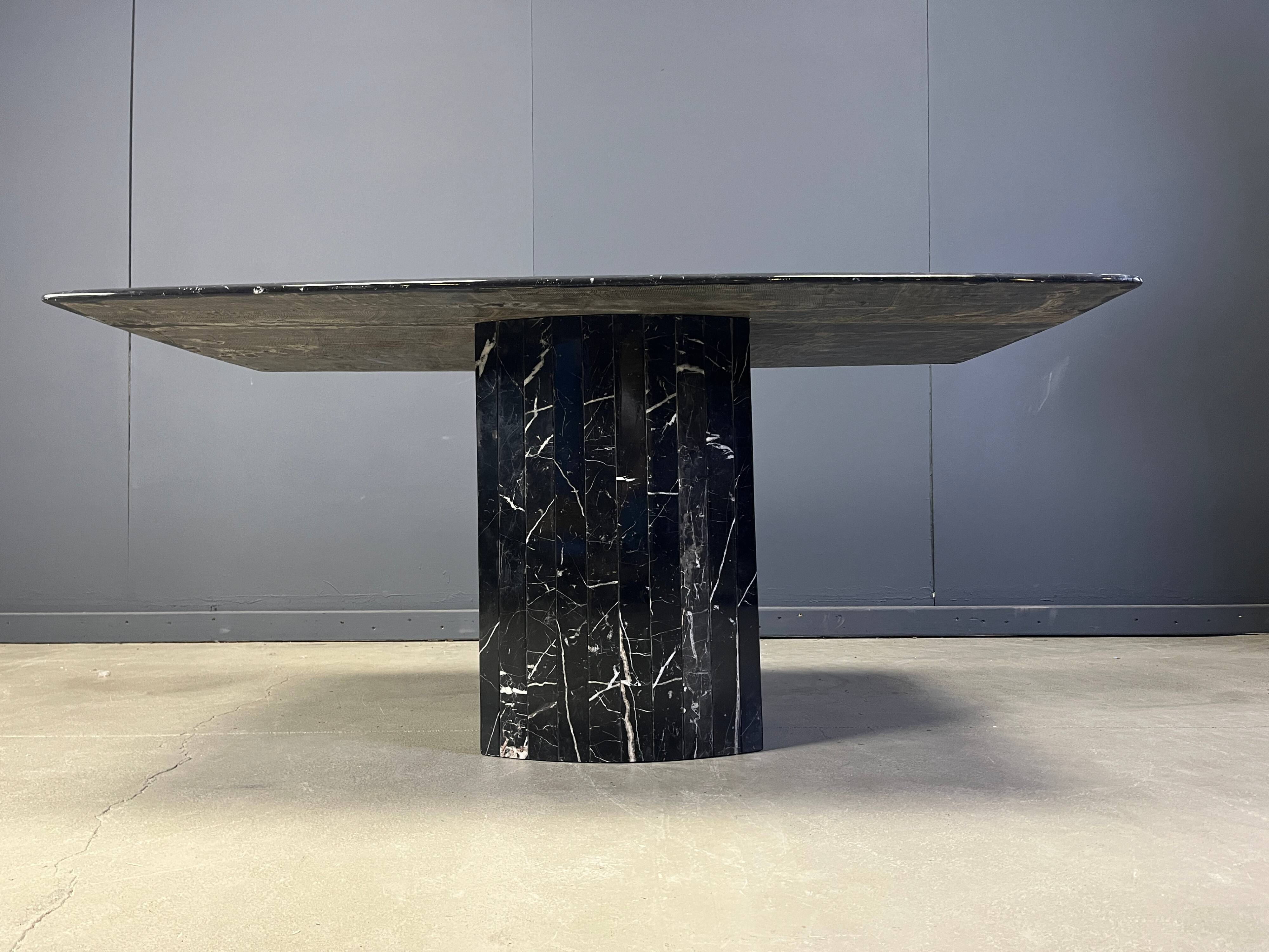 Vintage black marble dining table, 1970s