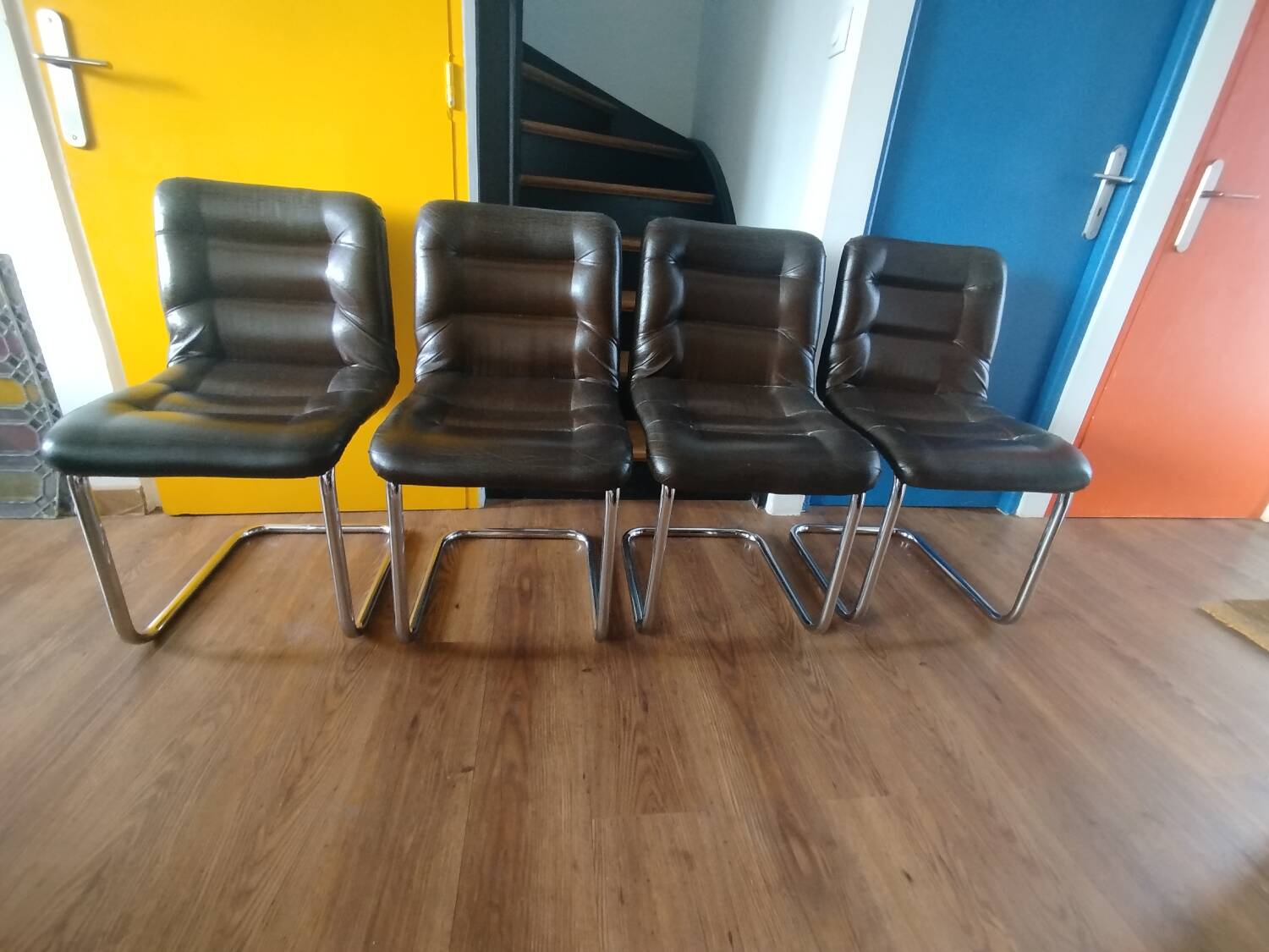 4 vintage 70s design chairs, Bauhaus/Breuer style