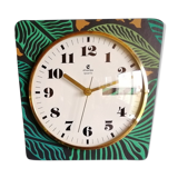 Vintage clock silent wall clock "Chronica ochre green"