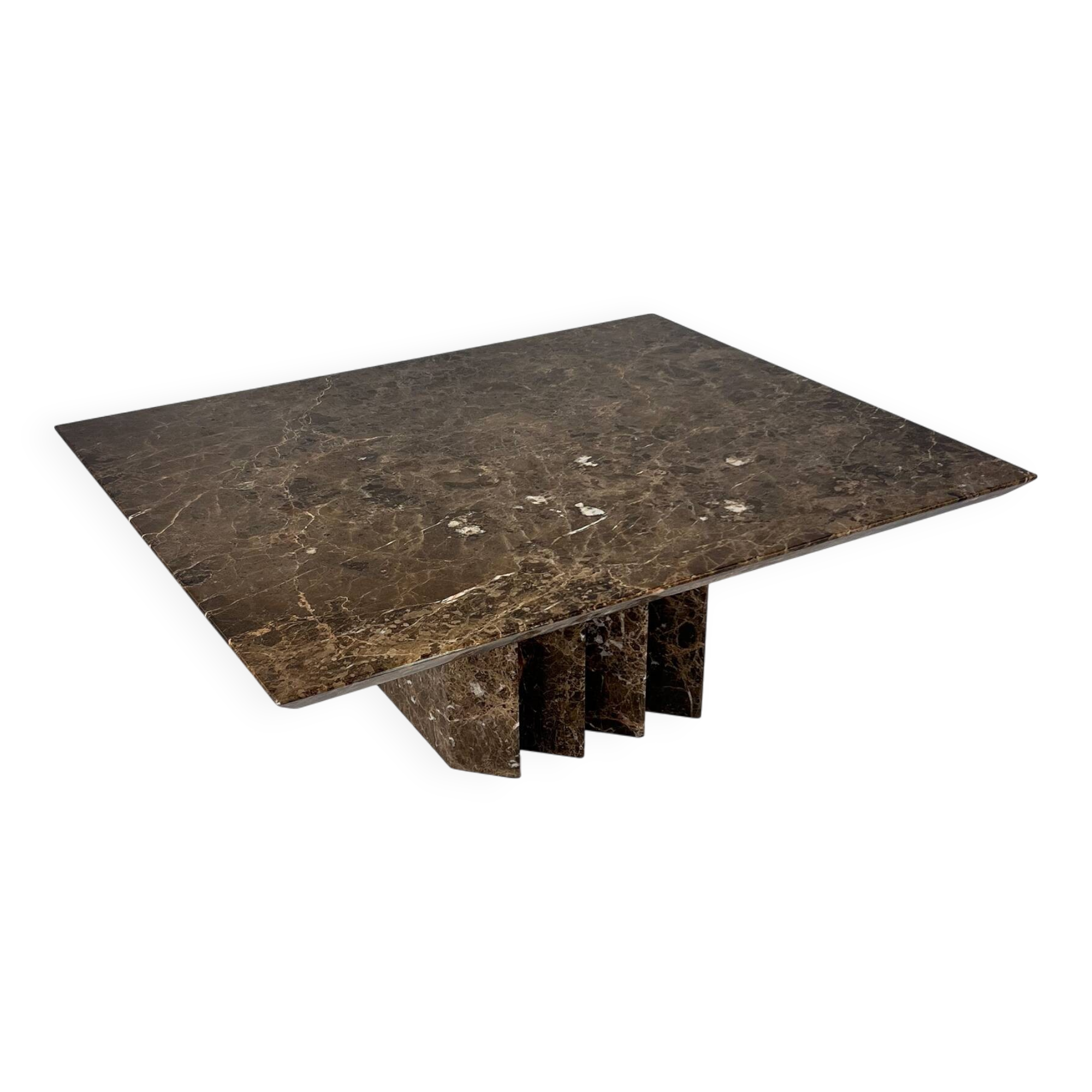 Italian Design Brown Marble Coffee Table, 1980s