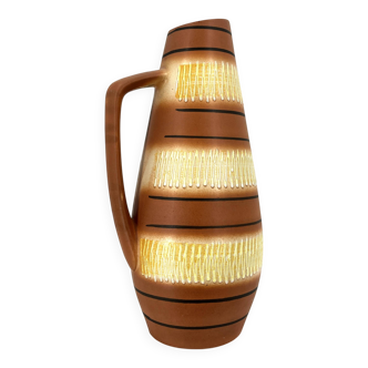 Vintage Scheurich Keramik beige and brown vase, 1960s