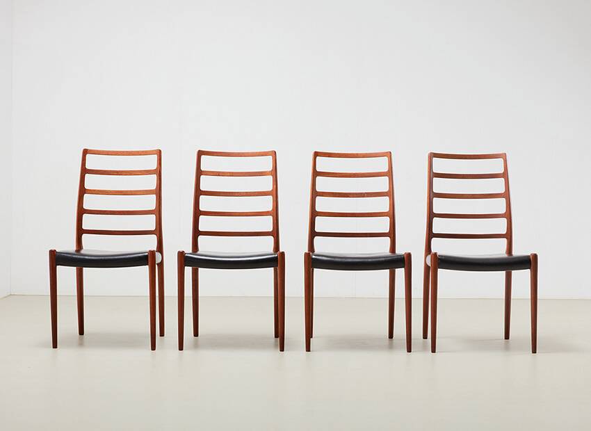 Niels Otto Moller Set of 4 Model 82 Dining Chairs for J.L. Mollers 1971