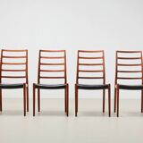 Ensemble de 4 chaises de salle à manger modèle 82 par Niels Otto Moller pour JL Mollers, 1971