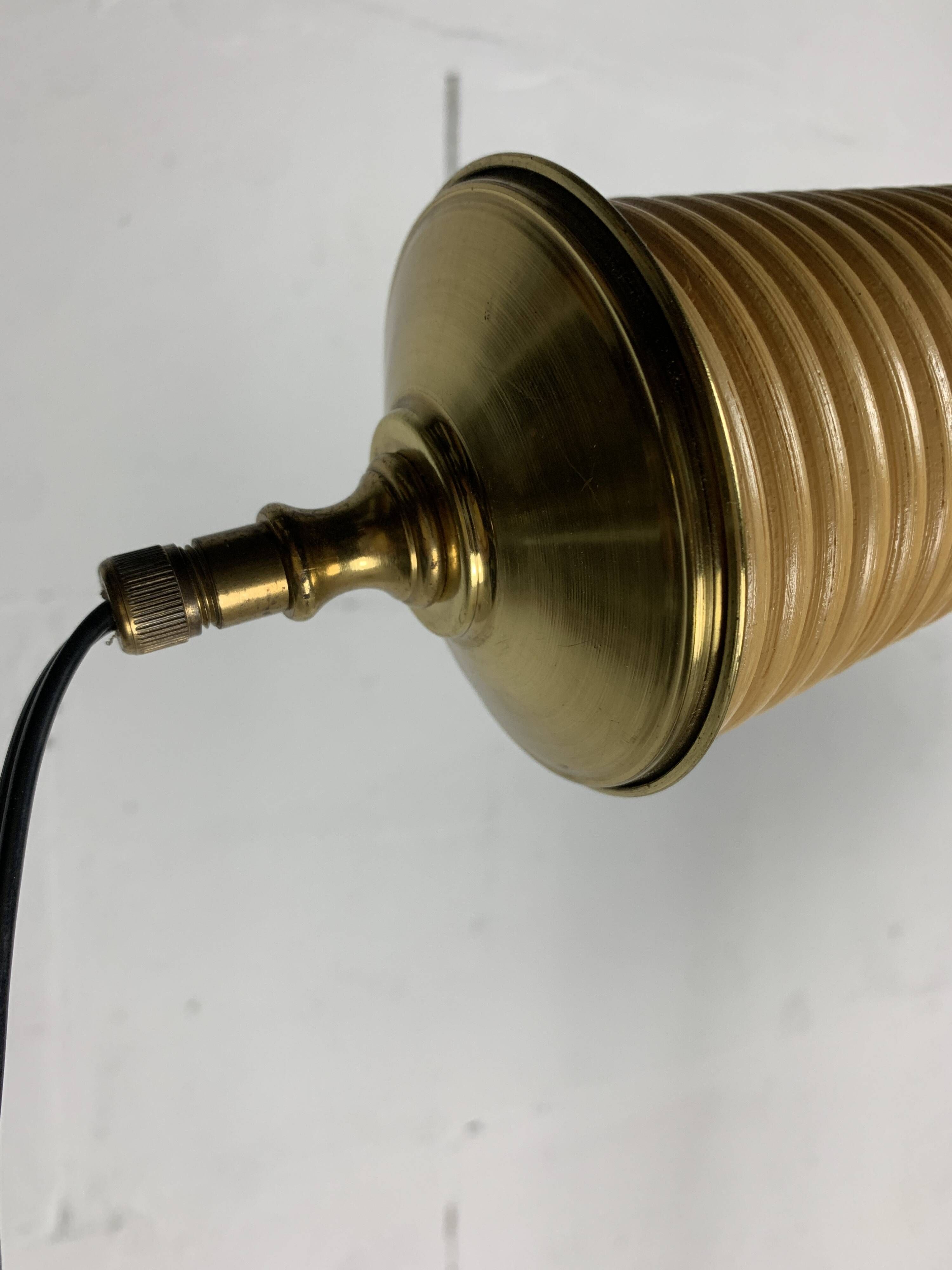 Italian adjustable floor lamp in pencil reed bamboo rattan and brass, 1970s