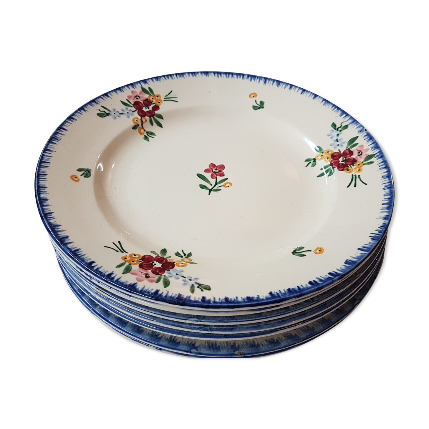 Suite of 6 plates in earthenware of Sarguemine