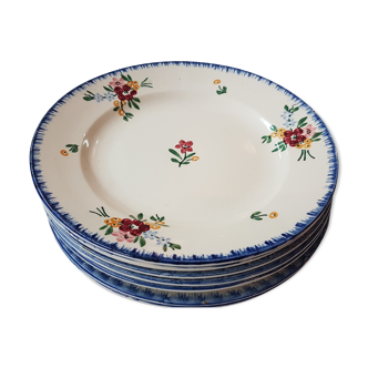 Suite of 6 plates in earthenware of Sarguemine