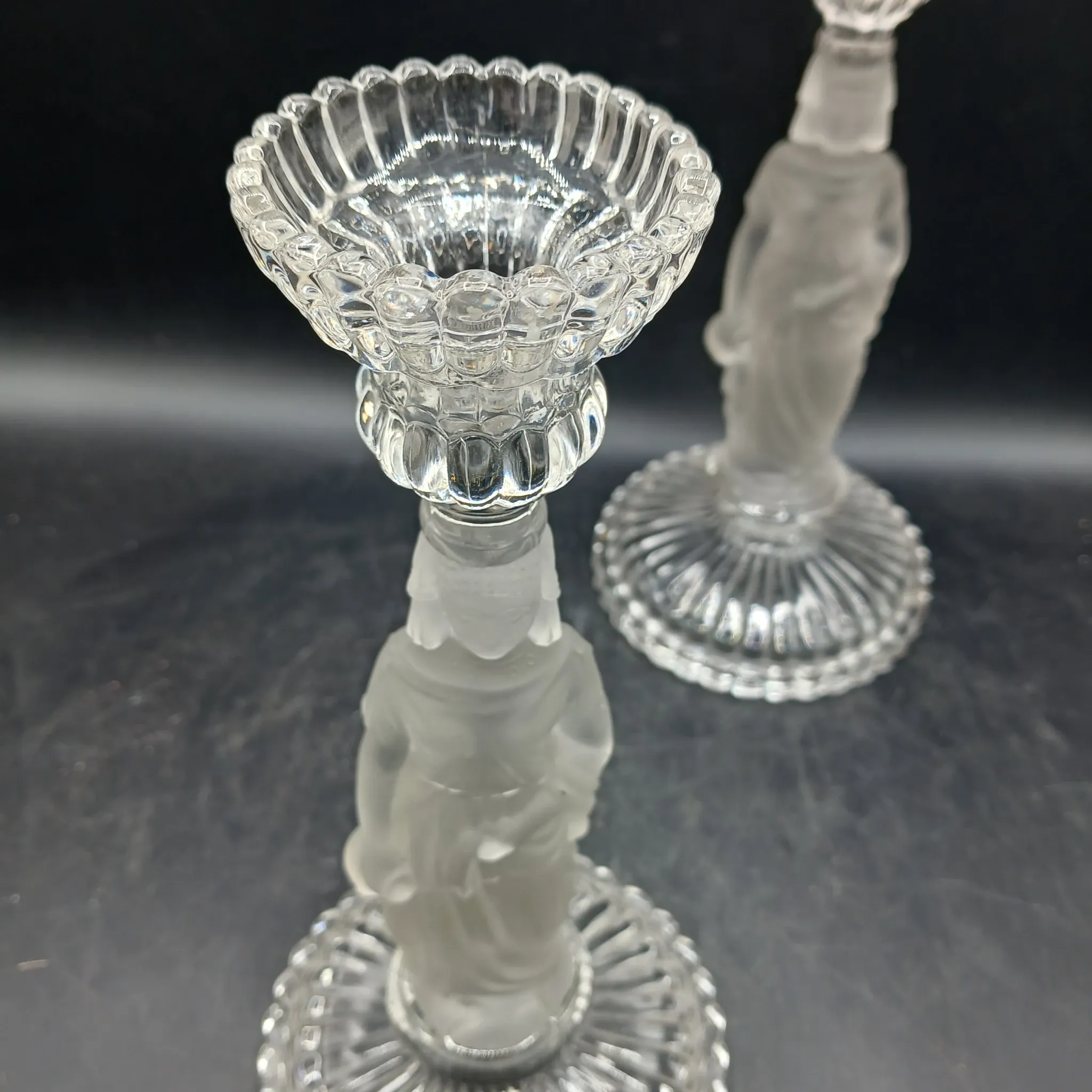 Pair of crystal candlesticks - Portieux - Water carriers - 1900