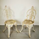 Vintage antique outdoor garden furniture cast metal table & 2 chairs