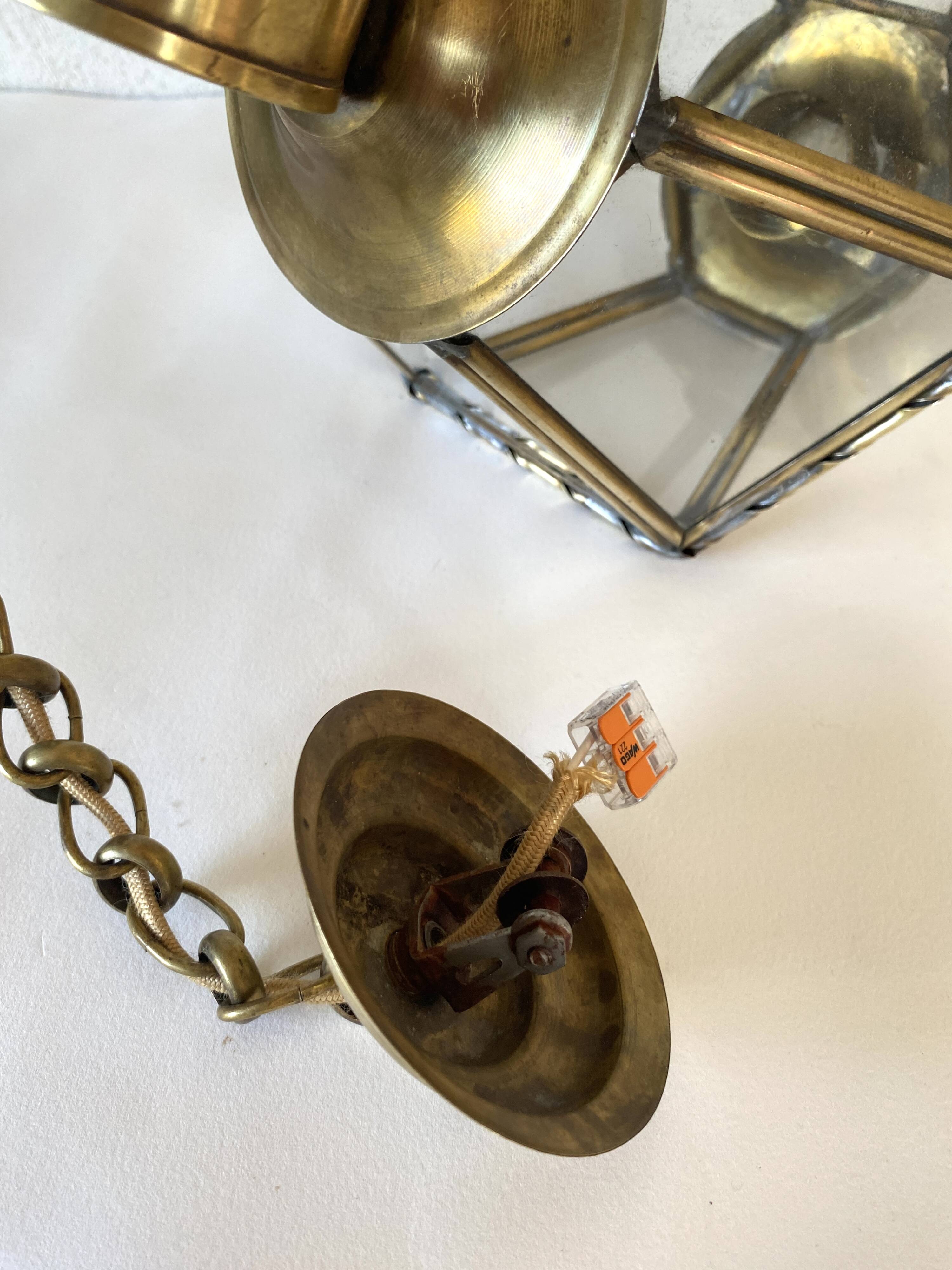 1950s pendant light, chain and brass ceiling light