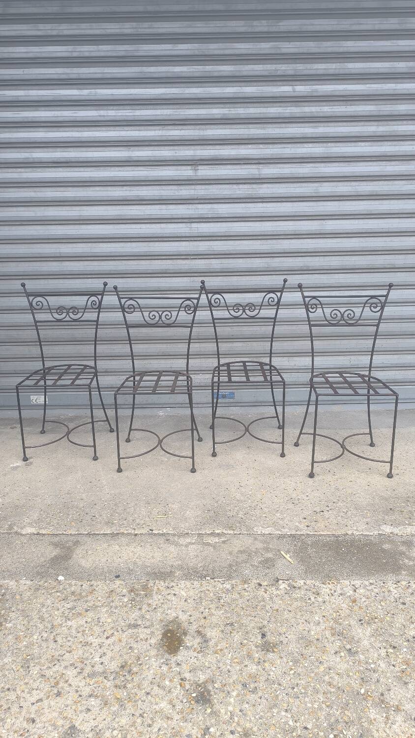Set of four wrought iron chairs 1960