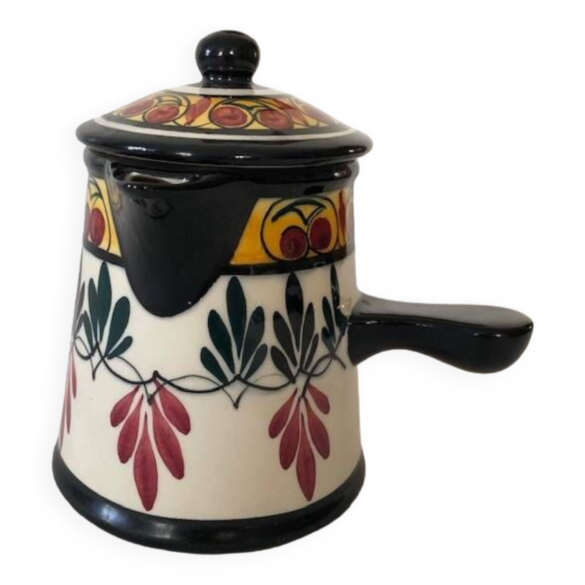St Jean decorated earthenware teapot signed handmade decor