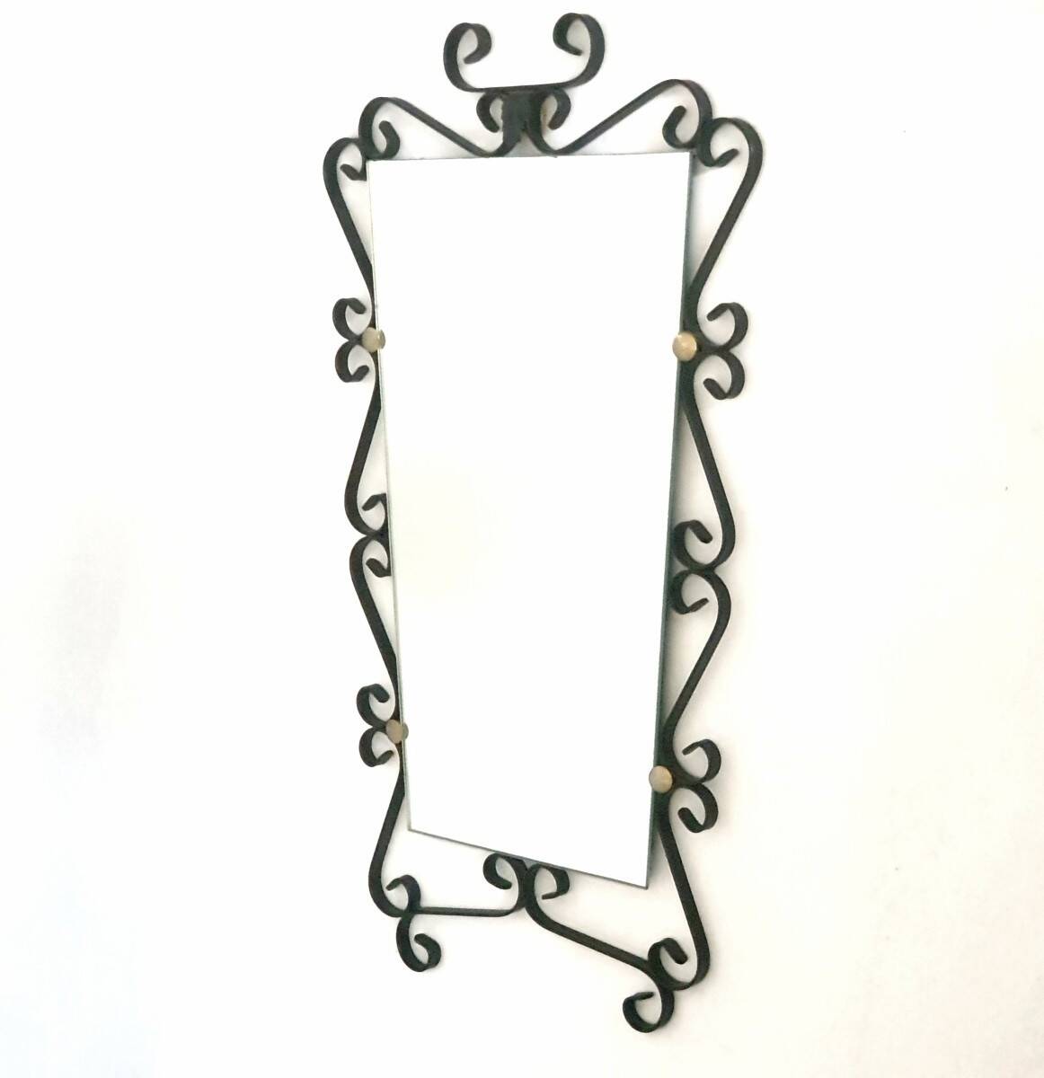 Vintage wrought iron mirror from the 1950s-60s, France.