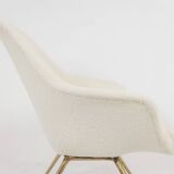 Pair of cocktail armchairs in gilded brass. 1960s.