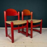 Red Padova chairs by Hank Lowenstein, Italy, 1970s, set of 2.