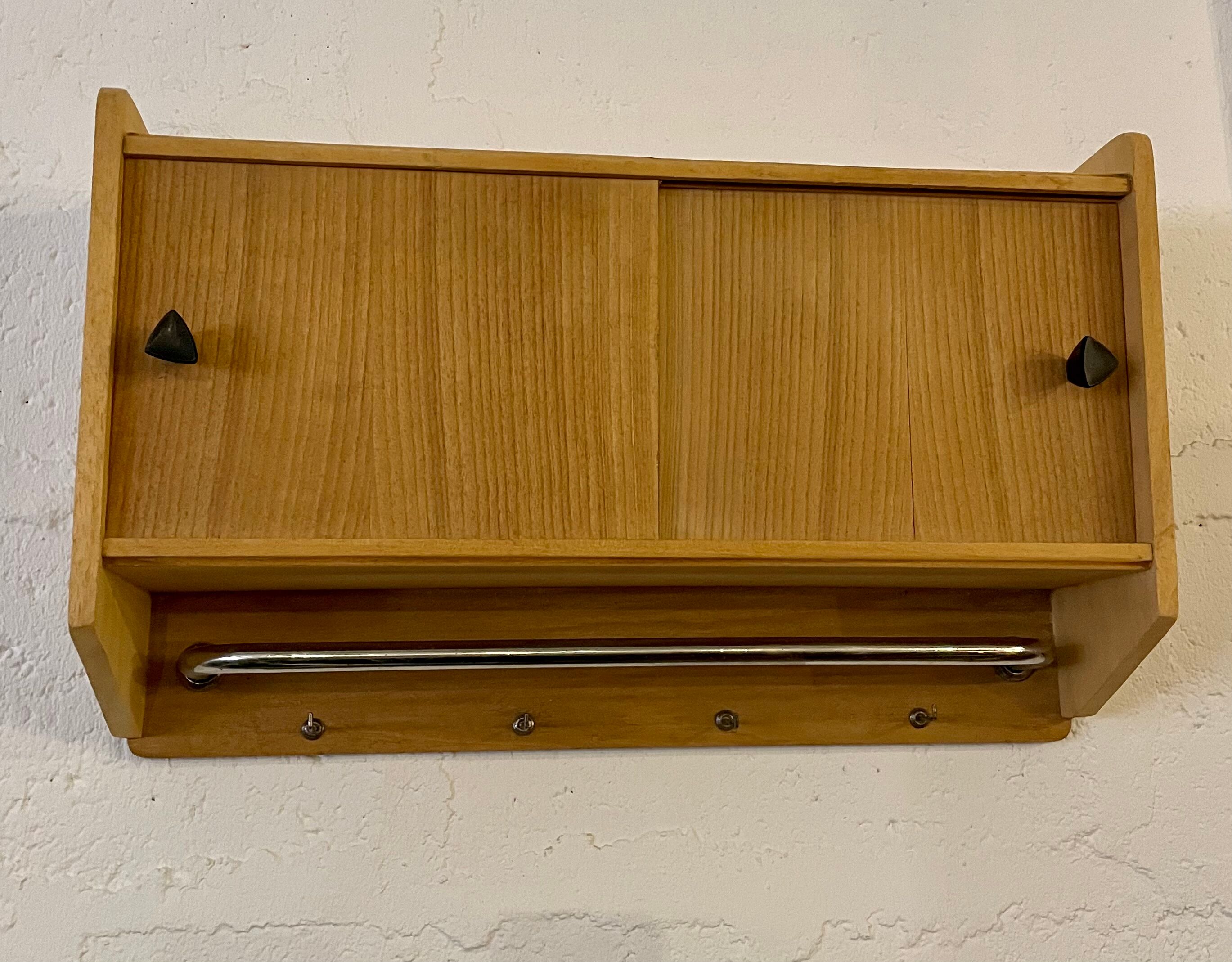 Hanging cabinet in vintage metal wood