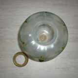 Painted oil lamp vase on pewter stand from the 19th century