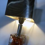 Table Lamp • Cube • Fractal Resin • Polished Steel • Chrome • 1970