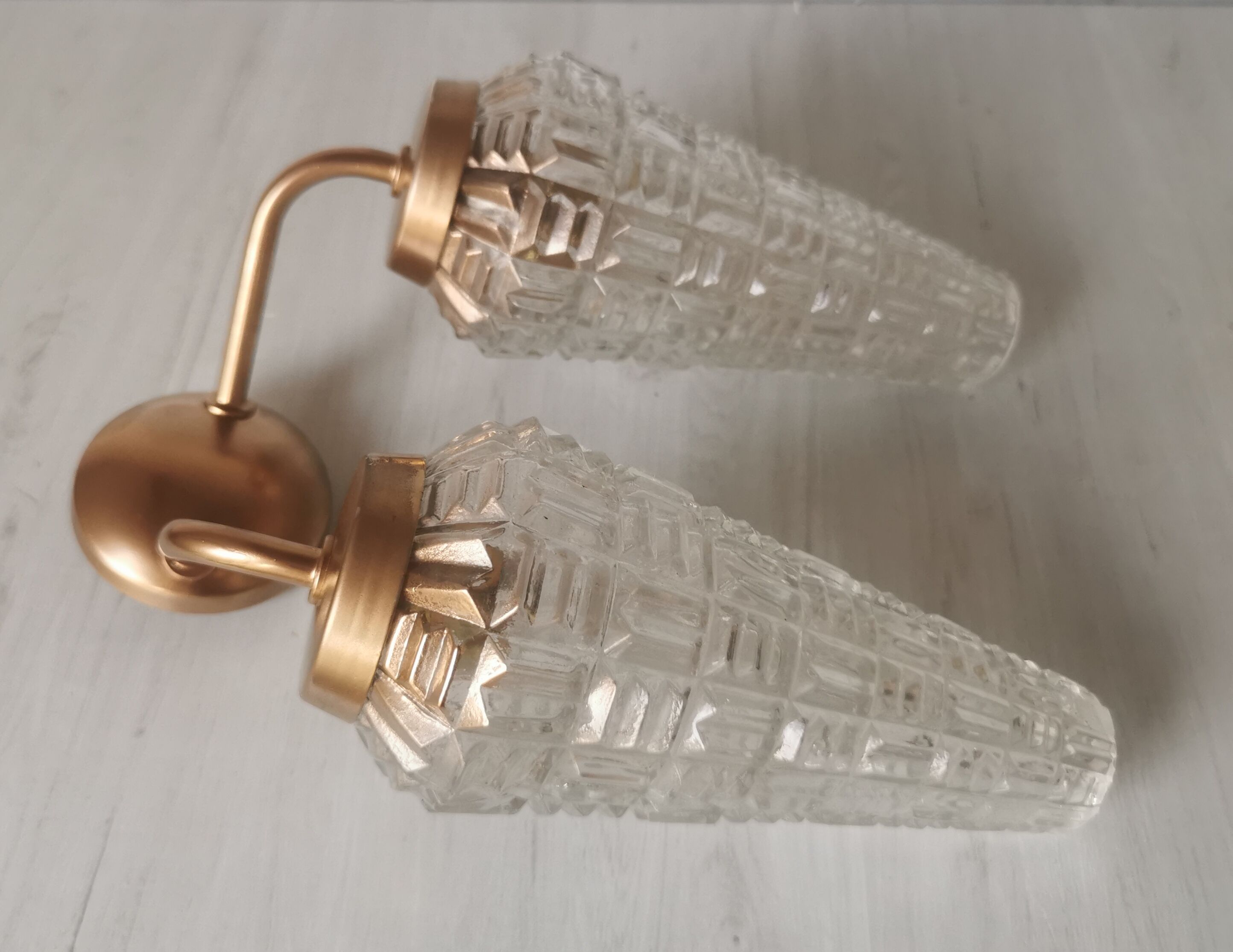 Vintage glass and brass applique