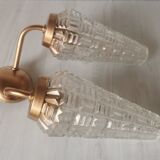 Vintage glass and brass applique