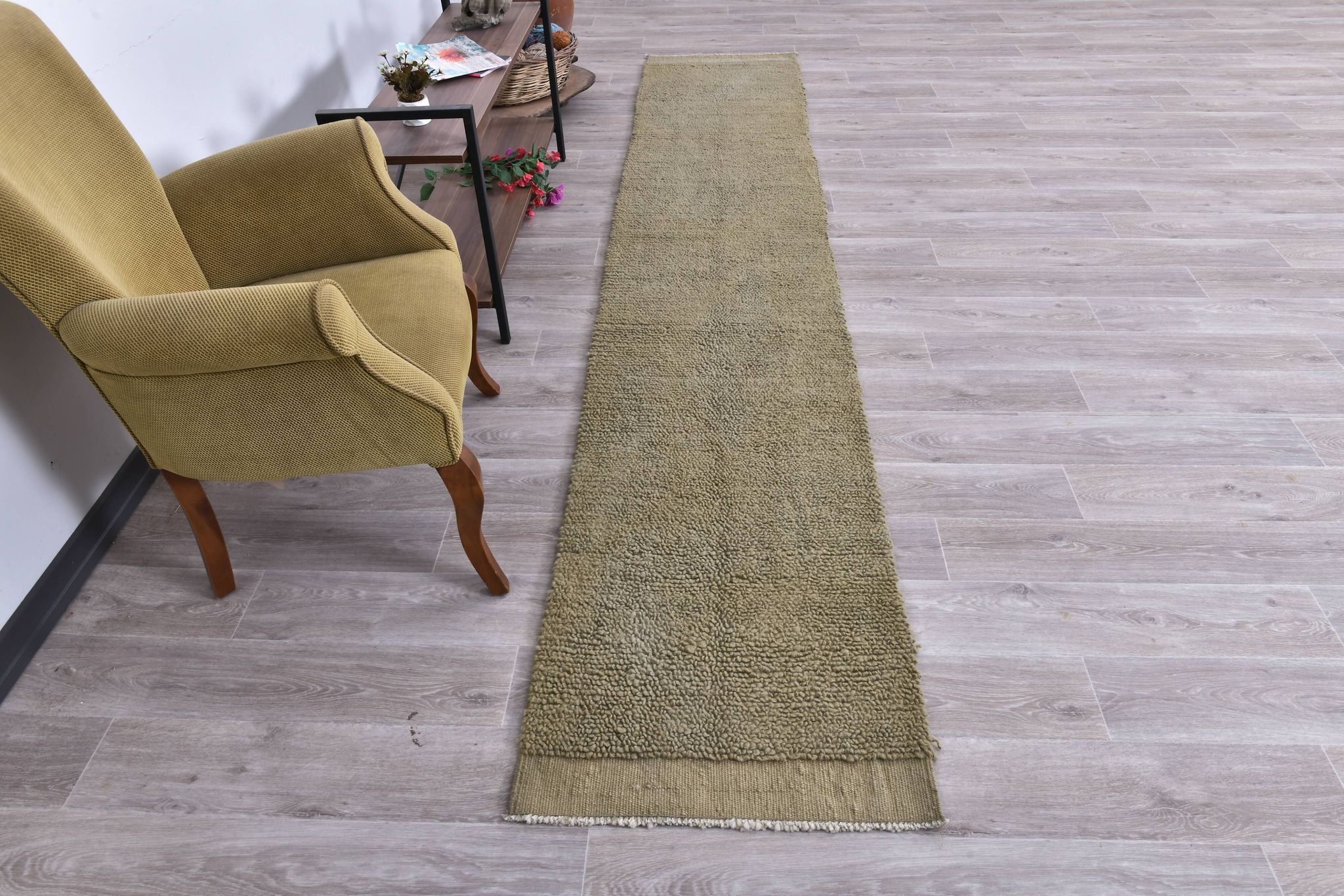 Tapis de couloir turc vert olive 2x12 65x352 cm SK 242413