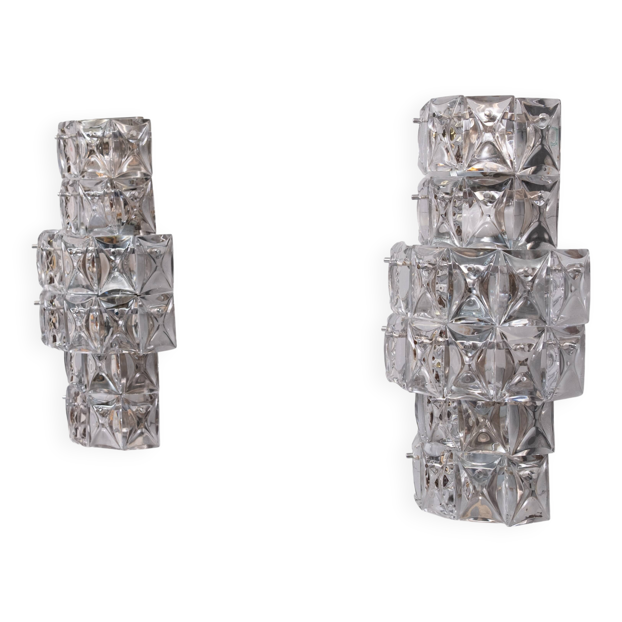 Grandes appliques murales en cristal Kinkeldy des années 1970, Allemagne.