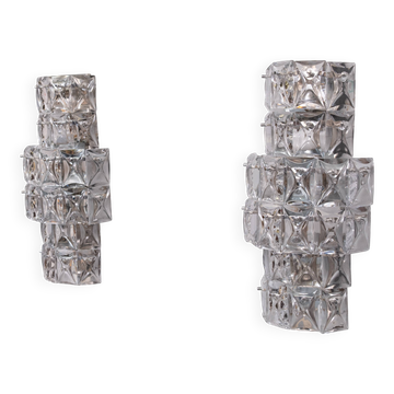 Large Kinkeldy Chrystal Glass wall lamps 1970s Germany