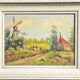 Ancient landscape painting – Oil on canvas framed – Mill and house of cam